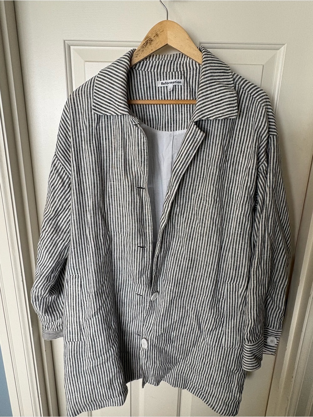 Reformation Black and White Painter’s Jacket (Linen)